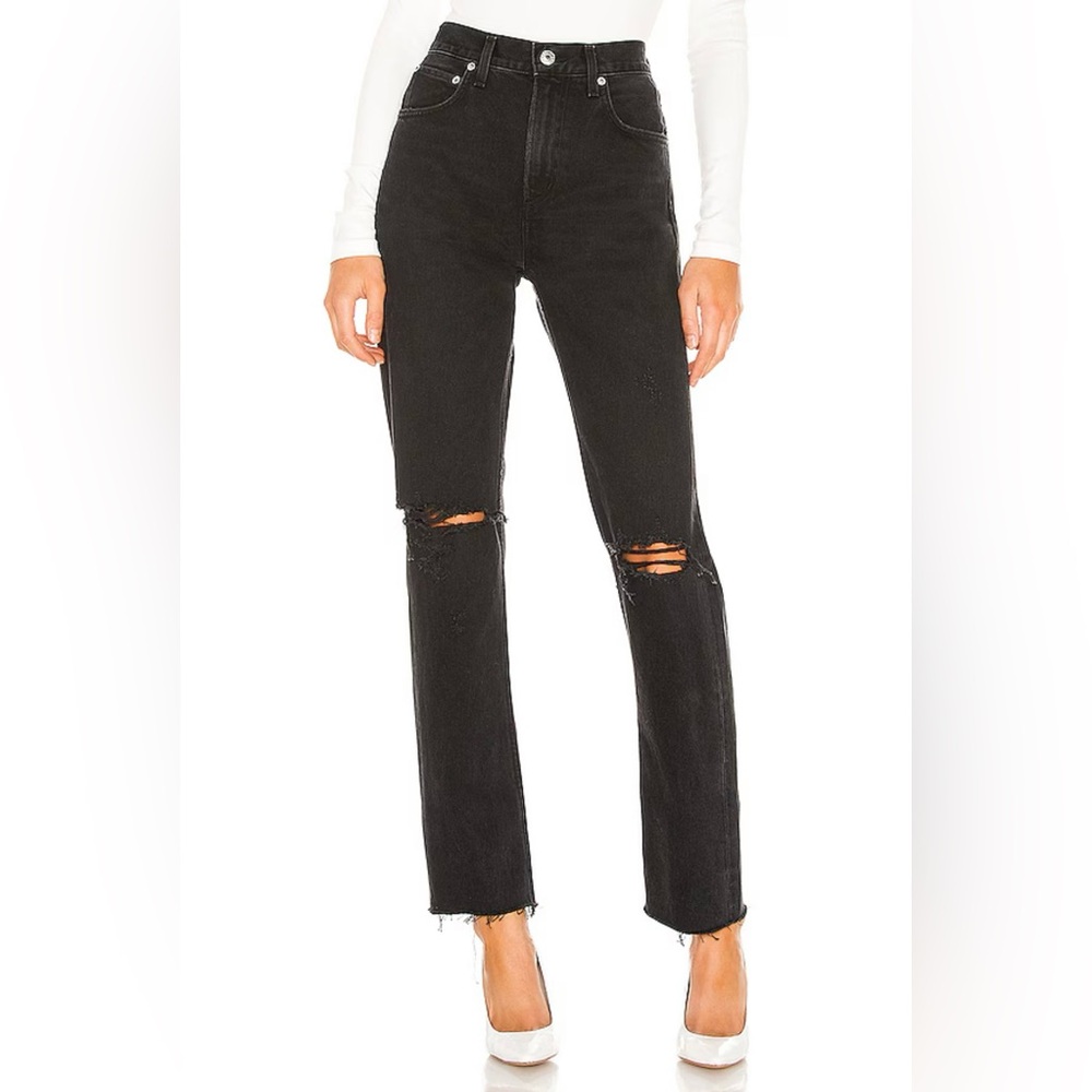 AGOLDE Cherie High Rise Straight Distressed Jeans